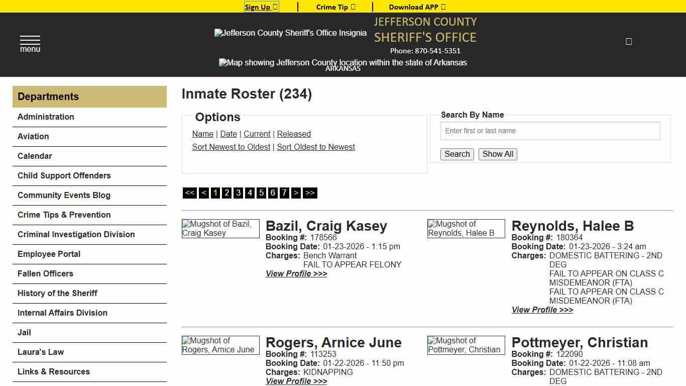 Inmate Roster - Current Inmates Booking Date Descending - Jefferson County Sheriff AR