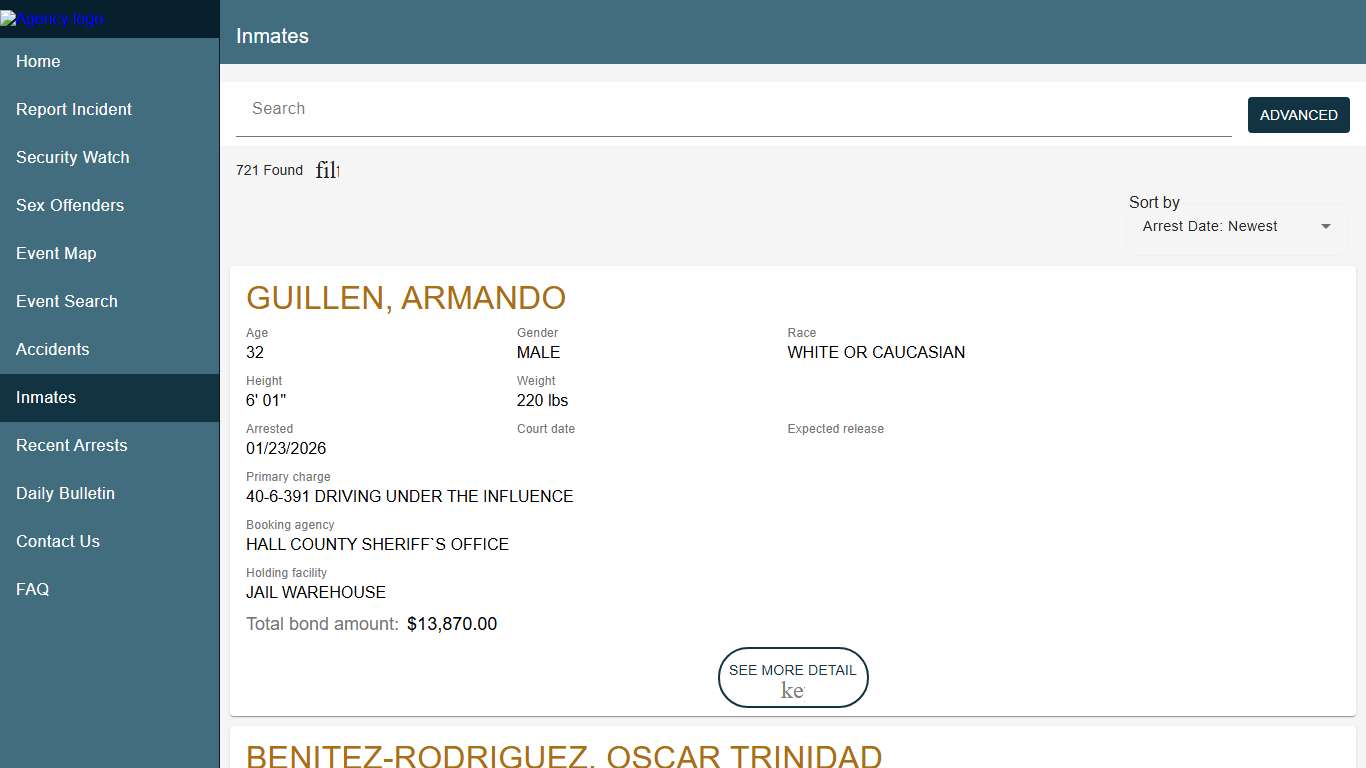 Hall County Sheriff's Office Sheriff To Citizen Police to Citizen - Inmates catalog